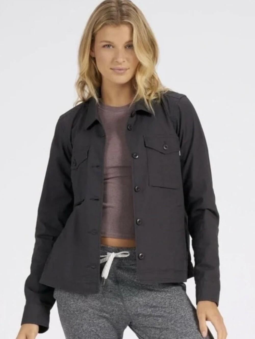 Vuori Ripstop Jacket Charoal Grey Utility Shacket Women's Size Small EUC